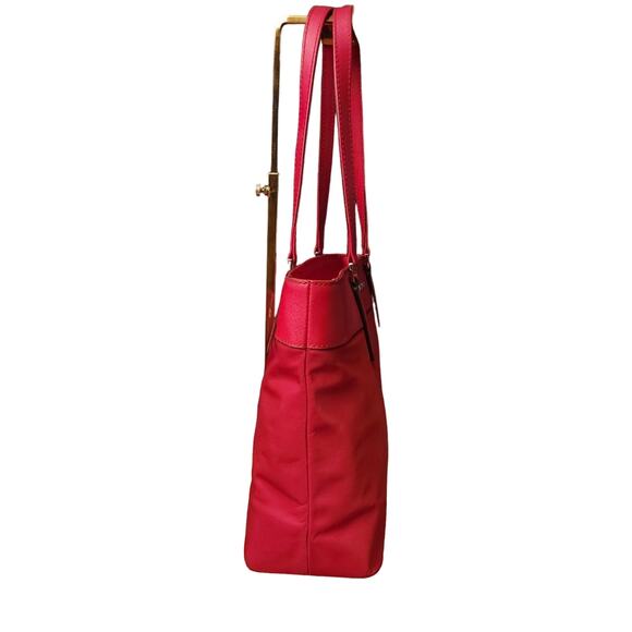 Michael Kors Small Top Nylon & Saffiano Leather Zip Tote, color Crimson Red. - Picture 6 of 9